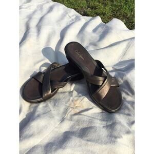 Cole Haan womens slide sandals nikeair size 8 metallic comfort cushion boho